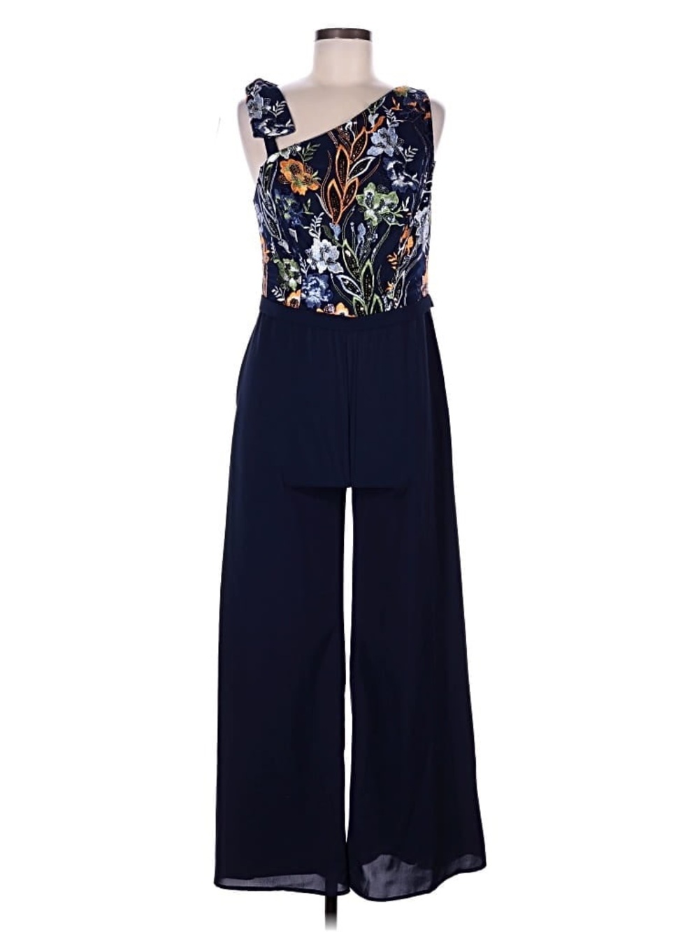 NWT Rene Ruiz Collection Luxury Beaded Lace One-Shoulder Jumpsuit